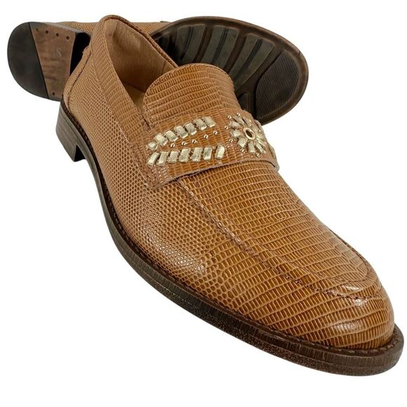 Brioso Frisco Lizard Embossed Leather Loafers Women’s Size 8.5 - Picture 1 of 9